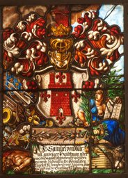 Wappenscheibe Samuel von Muralt mit Allegorie auf Krieg und Frieden