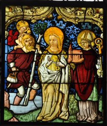 Figurenscheibe mit den Heiligen Christophorus, Agatha und Wolfgang