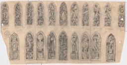 Esquisse de vingt vitraux pour la cathédrale de Lausanne