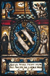 Wappenscheibe der Äbtissin der Fille-Dieu Marie Heidt 1655 · Vitrail de l’Abbesse Marie (Lanthen) Heidt, humble abbesse de la Fille-Dieu