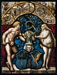 Bildscheibe Jakob Schlee und Hans Werro 1541: Sündenfall · Vitrail de Jacob Schlee et Hans Werro, Adam et Eve