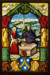 Bildscheibe Sulpitius Haller mit Christus und der Samariterin am Brunnen