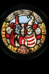 Runde Wappenscheibe Johann (Hans) Rudolf von Erlach und Dorothea Velga (Felga)