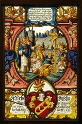 Bildscheibe Urs Dysli (Dysslin) mit Moses bei der Errichtung der Ehernen Schlange