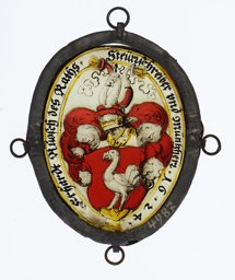 Ovalscheibe mit Wappen Erhard Ruosch (Ruesch, Rösch)