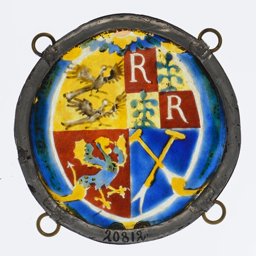 Scheibenfragment mit Wappen Augustin von Reding, Abt zu Einsiedeln