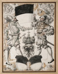 Riss zu einer Standesscheibe Freiburg mit dem Datum 1572