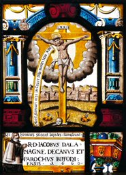 Bildscheibe Jacques Dalamagne 1660: Christus am Kreuz