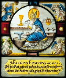 Figurenscheibe Anfang 17. Jahrhundert: Hl. Eligius