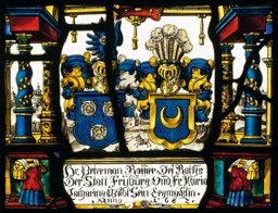Wappenscheibe Petermann Rossier und Maria Catharina Wild 1682