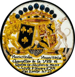 Wappenscheibe Niklaus Von der Weid und Maria Ursula Eleonora Alt 1723