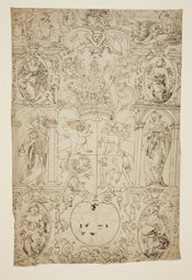 Riss für Wappenscheibe Diethelm Blarer von Wartensee, Abt des Klosters St. Gallen