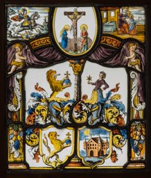 Unbekannte Wappenscheibe mit hl. Georg und hl. Anna