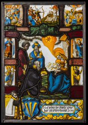 Bildscheibe Kaspar Hüfly mit Anbetung der Heiligen Drei Könige