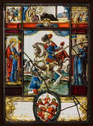 Bildscheibe mit hl. Martin zu Pferd und unbekanntem Wappen
