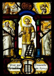 Figurenscheibe Prior Heinrich Frey und Konvent von Ittingen mit den Heiligen Laurentius, Bruno und Hugo von Lincoln
