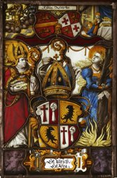 Wappenscheibe Peter II. Schreiber, Abt Kloster Kreuzlingen, mit den Heiligen Ulrich und Afra