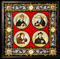Vier Medaillons mit den Heiligen Augustinus, Benedikt, Franz von Paula und Ignatius von Loyola