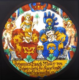 Vitrail héraldique aux armes de Johann Engeli et Anna Vogt · Wappenscheibe Johann Engeli und Anna Vogt